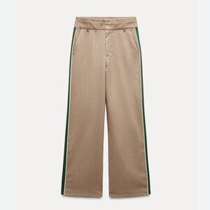 ZARA Pinstripe Tan Straight Leg Pant Size 6
